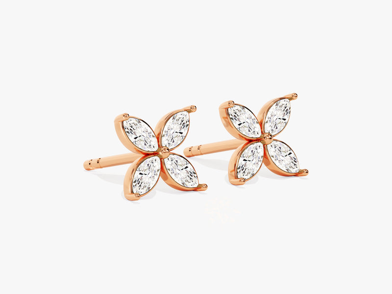 Flower Diamond Birthstone Stud Earrings