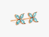 Flower Aquamarine Birthstone Stud Earrings