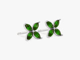 Flower Emerald Birthstone Stud Earrings