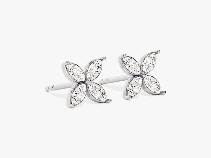 Flower Diamond Birthstone Stud Earrings