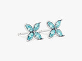 Flower Aquamarine Birthstone Stud Earrings