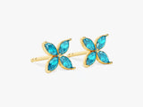 Flower Blue Topaz Birthstone Stud Earrings