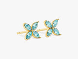 Flower Aquamarine Birthstone Stud Earrings