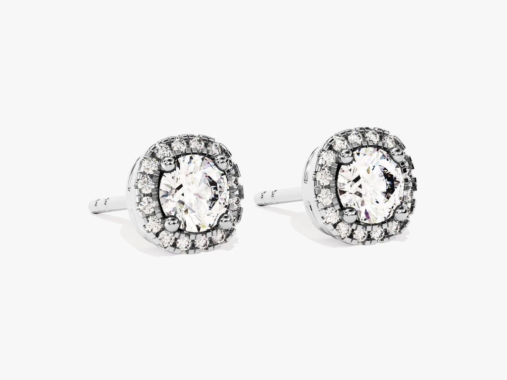Halo Diamond Birthstone Stud Earrings