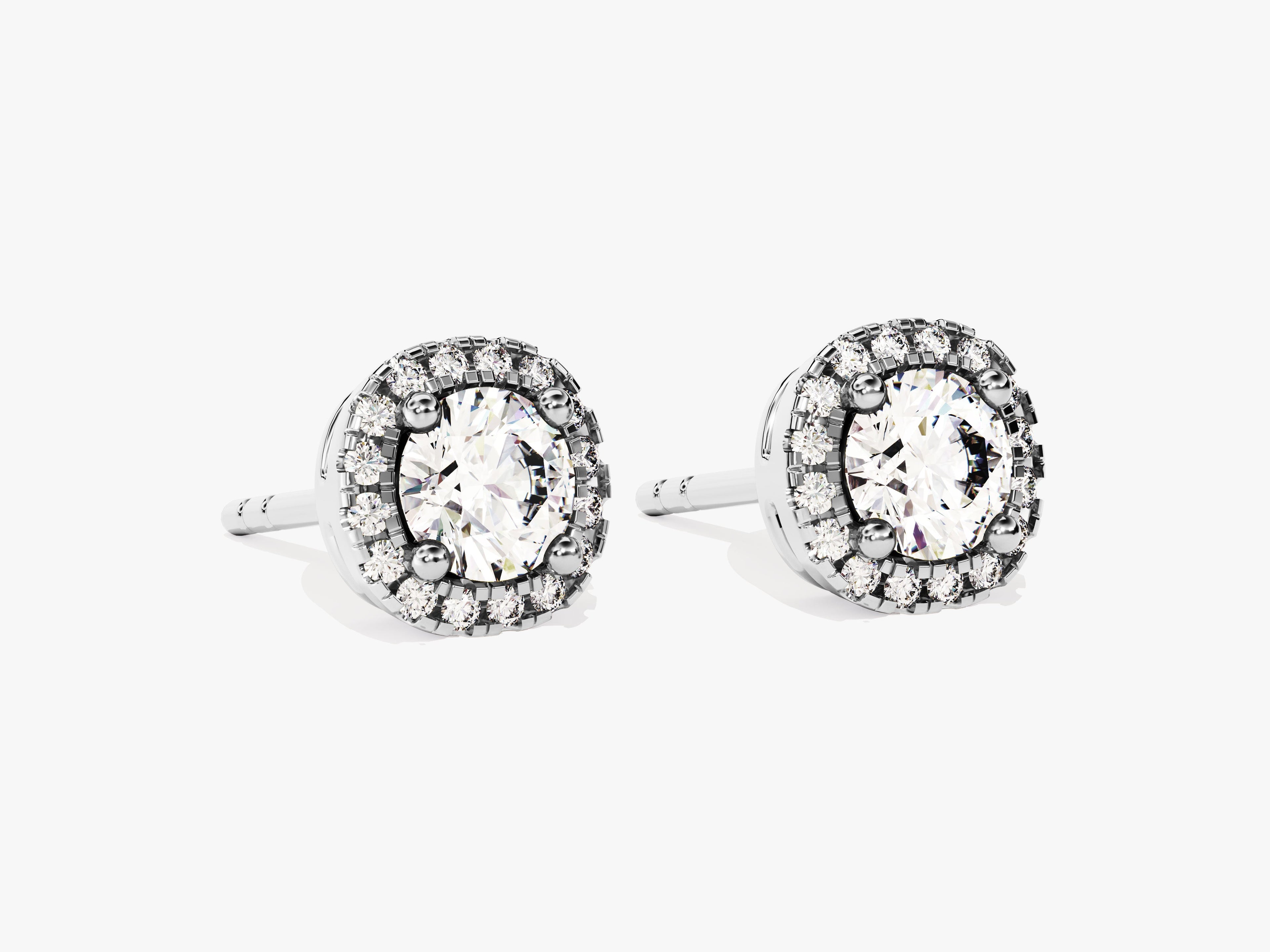 Halo Diamond Birthstone Stud Earrings