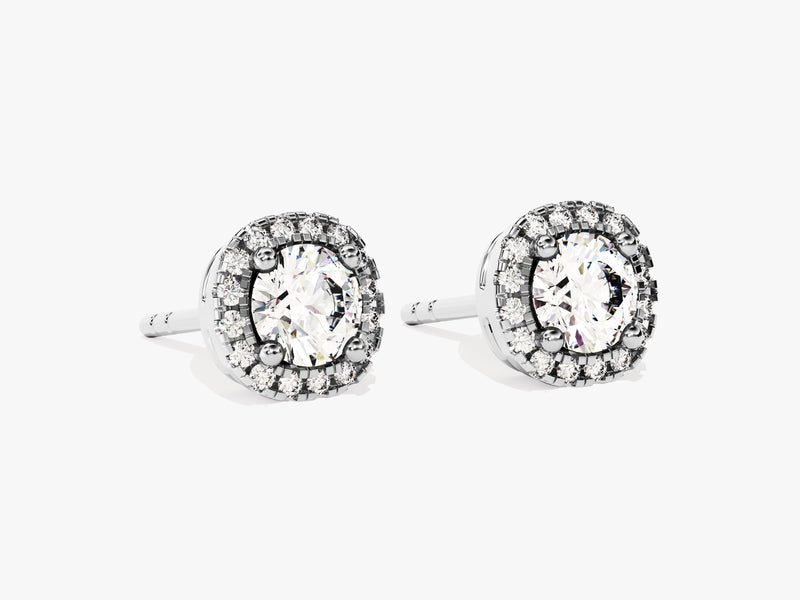 Halo Diamond Birthstone Stud Earrings