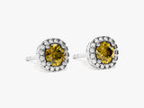 Halo Peridot Birthstone Stud Earrings