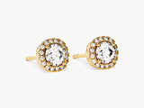 Halo Diamond Birthstone Stud Earrings