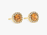 Halo Citrine Birthstone Stud Earrings