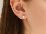 Halo Pink Tourmaline Birthstone Stud Earrings