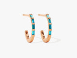 Baguette Bar Blue Topaz Birthstone Hoop Earrings