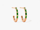 Baguette Bar Emerald Birthstone Hoop Earrings