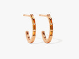 Baguette Bar Citrine Birthstone Hoop Earrings