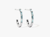 Baguette Bar Aquamarine Birthstone Hoop Earrings