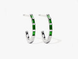 Baguette Bar Emerald Birthstone Hoop Earrings