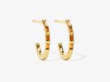 Baguette Bar Citrine Birthstone Hoop Earrings