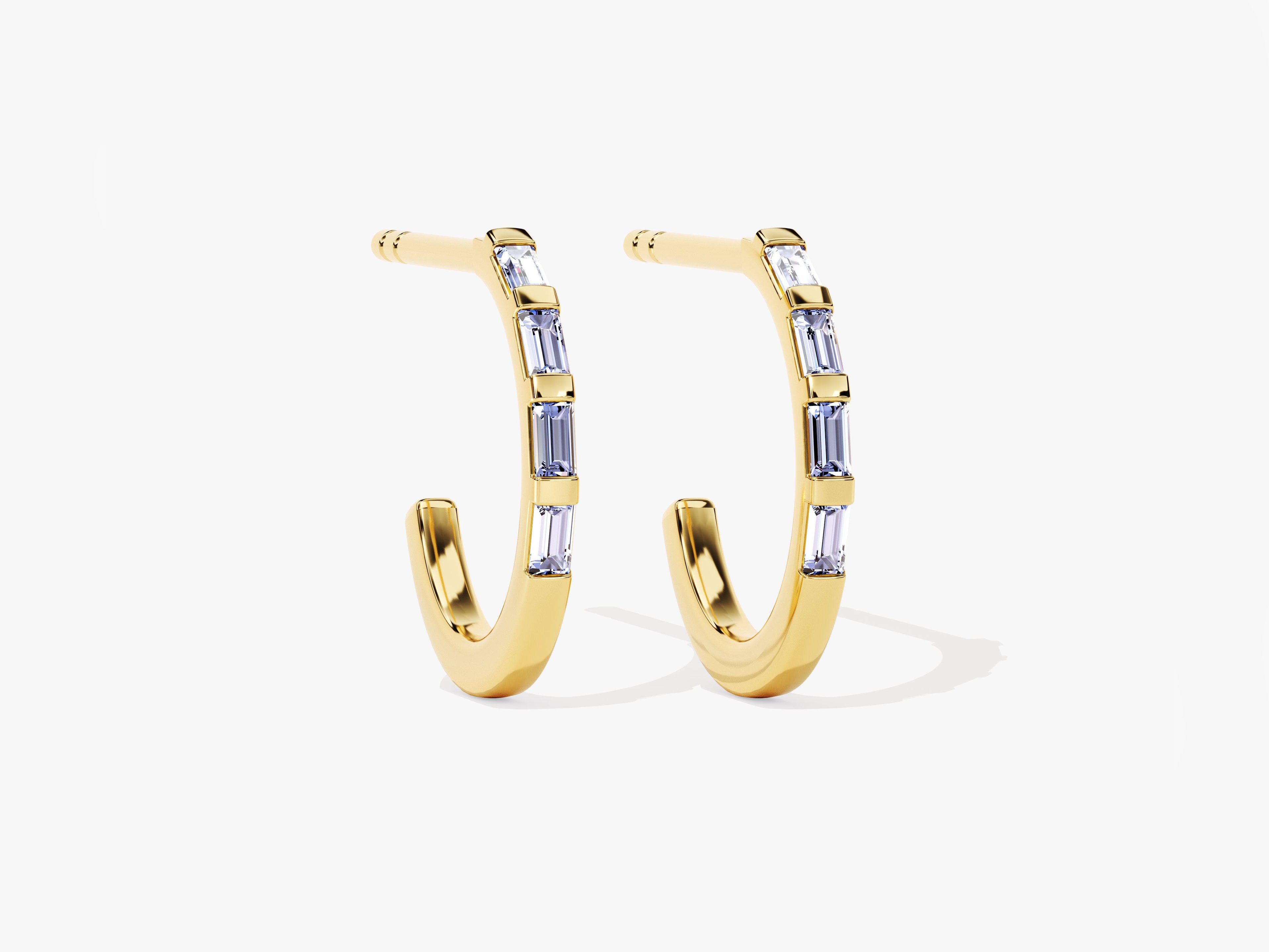 Baguette Bar Alexandrite Birthstone Hoop Earrings
