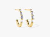 Baguette Bar Alexandrite Birthstone Hoop Earrings