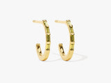 Baguette Bar Peridot Birthstone Hoop Earrings