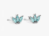 Lotus Aquamarine Birthstone Stud Earrings