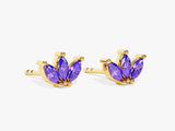 Lotus Amethyst Birthstone Stud Earrings