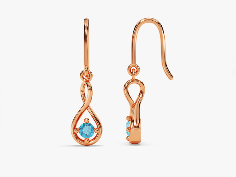 Infinite Loop Blue Topaz Birthstone Earrings