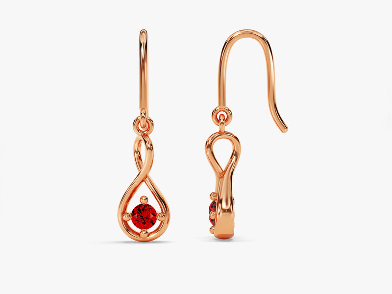 Infinite Loop Garnet Birthstone Earrings