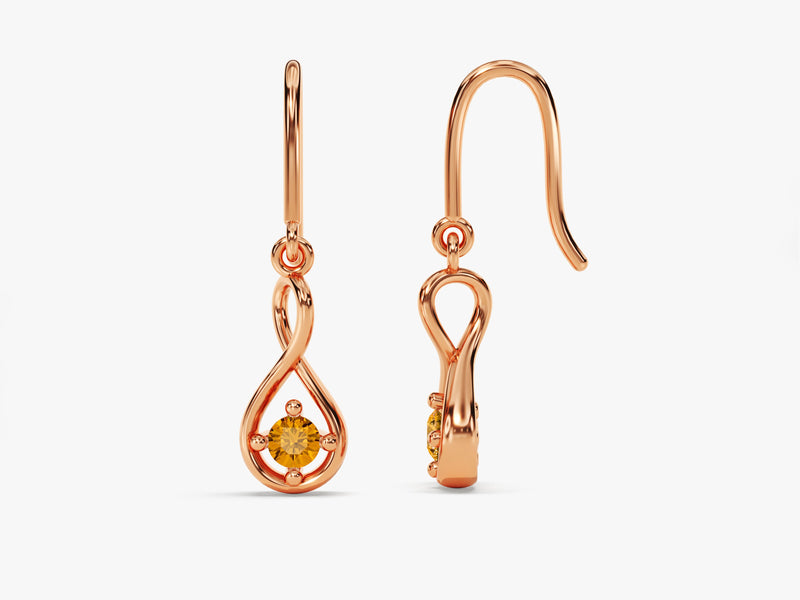 Infinite Loop Citrine Birthstone Earrings