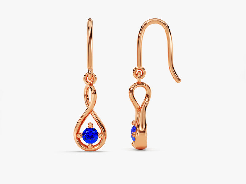 Infinite Loop Sapphire Birthstone Earrings