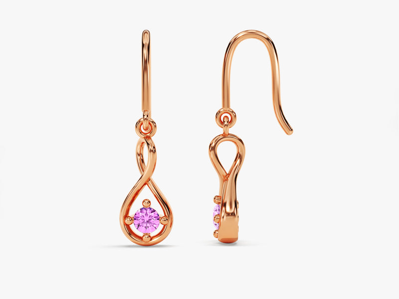 Infinite Loop Pink Tourmaline Birthstone Earrings