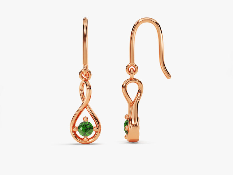 Infinite Loop Emerald Birthstone Earrings