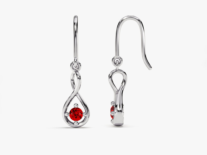 Infinite Loop Garnet Birthstone Earrings