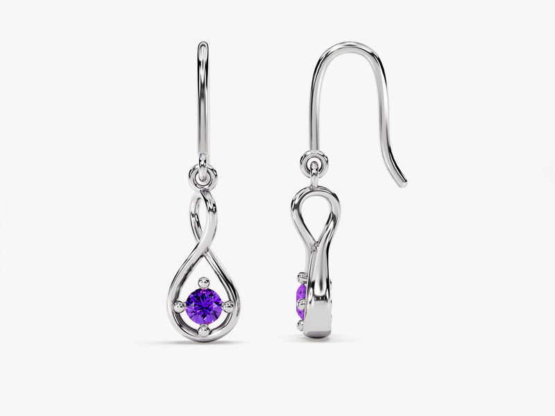 Infinite Loop Amethyst Birthstone Earrings