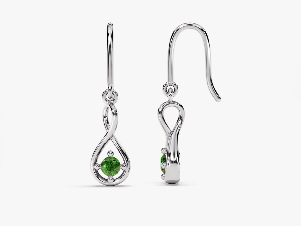 Infinite Loop Emerald Birthstone Earrings
