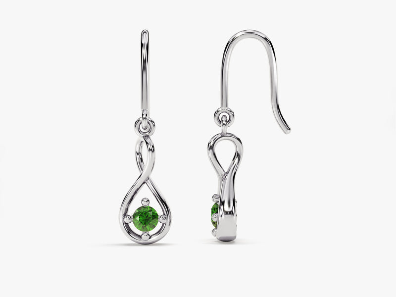 Infinite Loop Emerald Birthstone Earrings