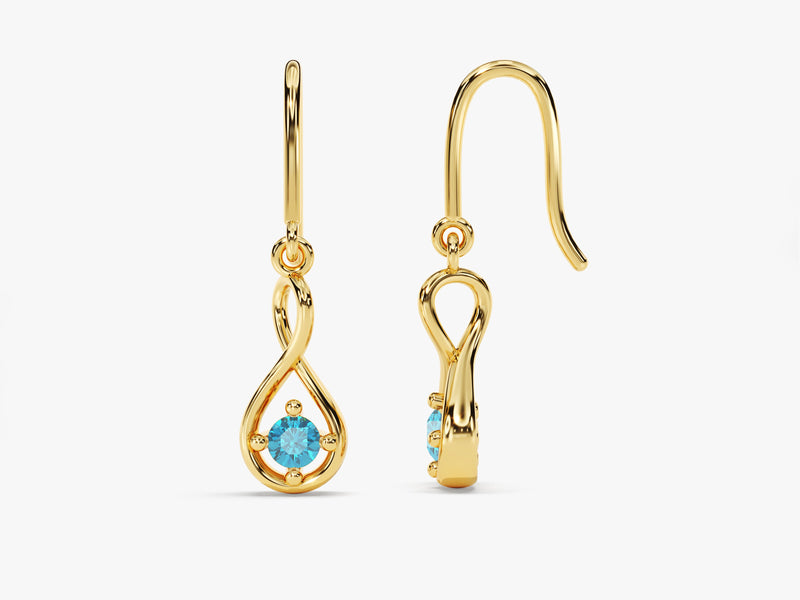 Infinite Loop Blue Topaz Birthstone Earrings