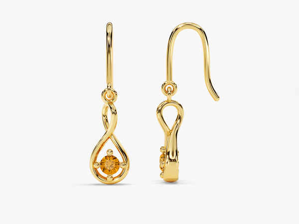 Infinite Loop Citrine Birthstone Earrings