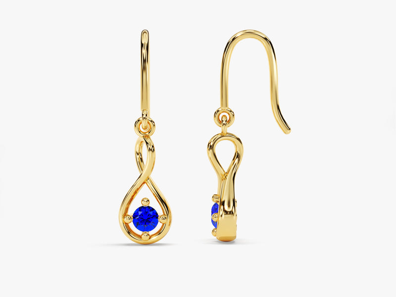 Infinite Loop Sapphire Birthstone Earrings