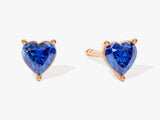 Solitaire Heart Sapphire Birthstone Solitaire Stud Earrings