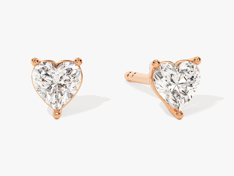 Solitaire Heart Diamond Birthstone Solitaire Stud Earrings