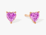 Solitaire Heart Pink Tourmaline Birthstone Solitaire Stud Earrings