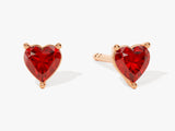 Solitaire Heart Ruby Birthstone Solitaire Stud Earrings