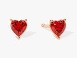 Solitaire Heart Garnet Birthstone Solitaire Stud Earrings