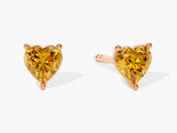 Solitaire Heart Citrine Birthstone Solitaire Stud Earrings