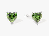 Solitaire Heart Emerald Birthstone Solitaire Stud Earrings