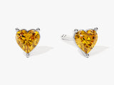 Solitaire Heart Citrine Birthstone Solitaire Stud Earrings