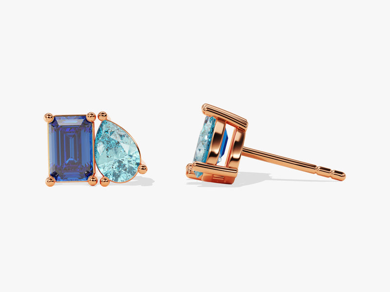 Toi et Moi Birthstone Stud Earrings