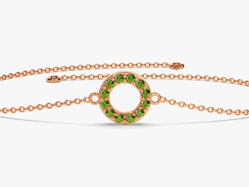 Open Circle Emerald Birthstone Bracelet