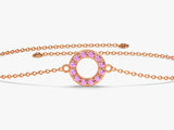 Open Circle Pink Tourmaline Birthstone Bracelet