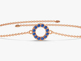 Open Circle Sapphire Birthstone Bracelet